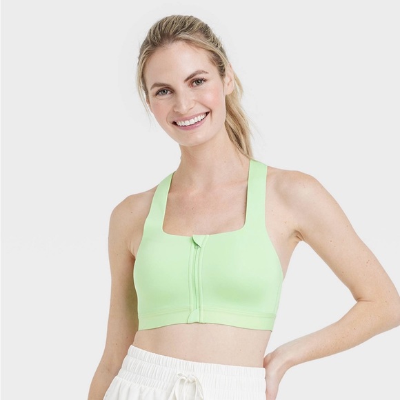 NWT Women's Sculpt High Support Zip-Front Sports Bra - Light  Green
34DS - Picture 1 of 2